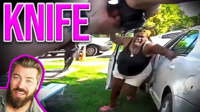 Crazy Woman ATTACKS Cops With Fillet Knife!